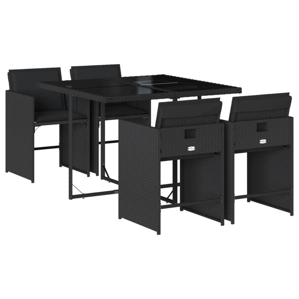 Maison Exclusive - Set de muebles jardín 5 pzas con cojines ratán sintético negro - 2