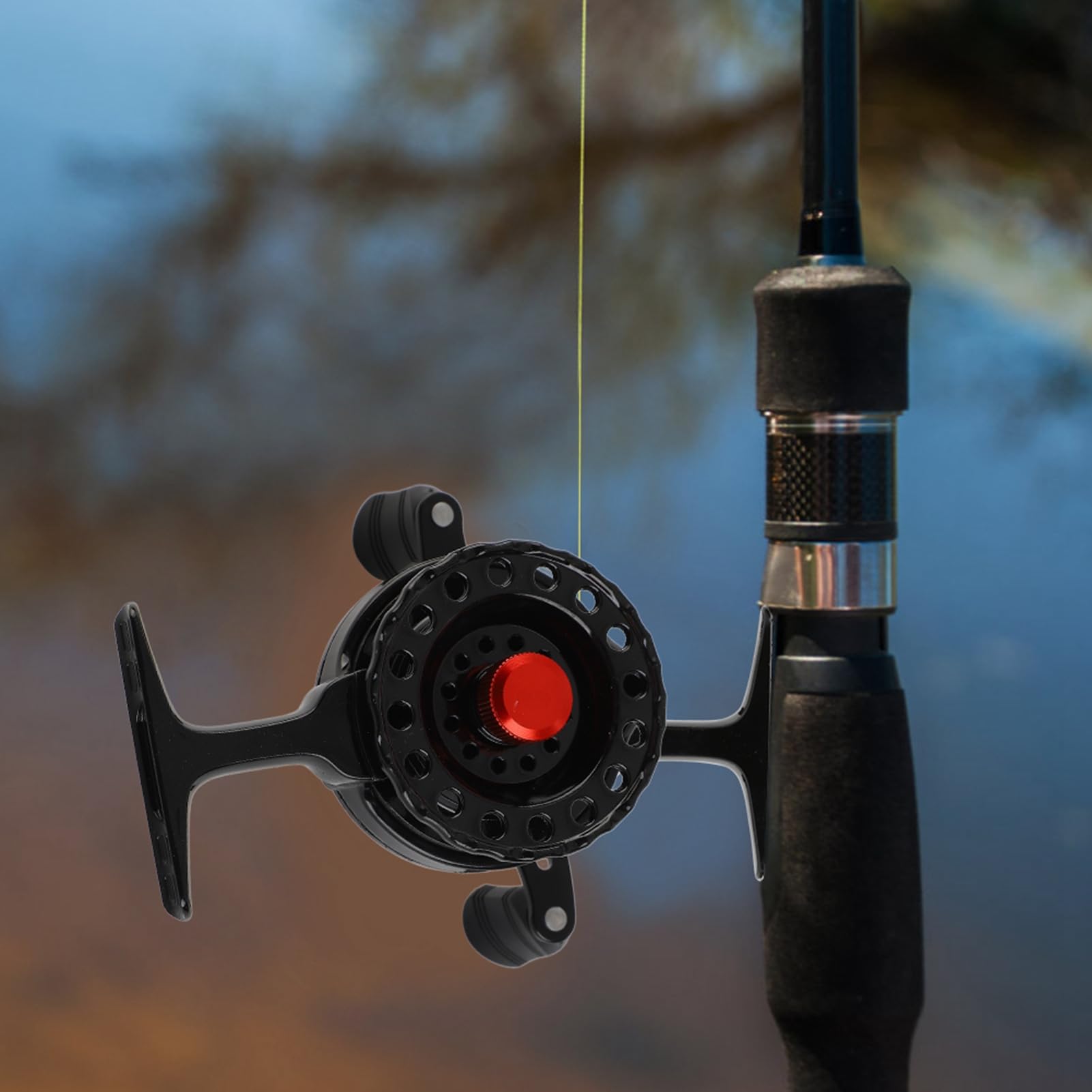 Mulinello per zattera in nylon portatile Ruota anteriore Accessorio per ruota da pesca su roccia Nero (mano destra) - 7