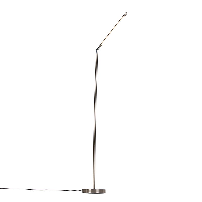 Qazqa moderne lampadaire - Berdien Fl - acier, led intégrée 6w incluse, Integrated led, dimmable, 163cm, idéal pour le salon - 8