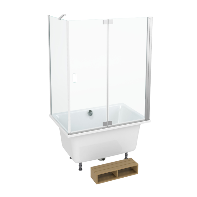 Baignoire bain douche JACOB DELAFON Capsule, compacte + pare bain en angle 120 x 80 cm
