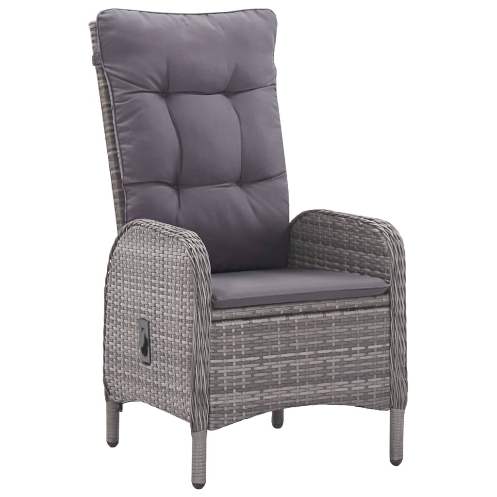 Ensemble de bistro de jardin 3pcs Résine tressée et acacia Gris 4 - 3