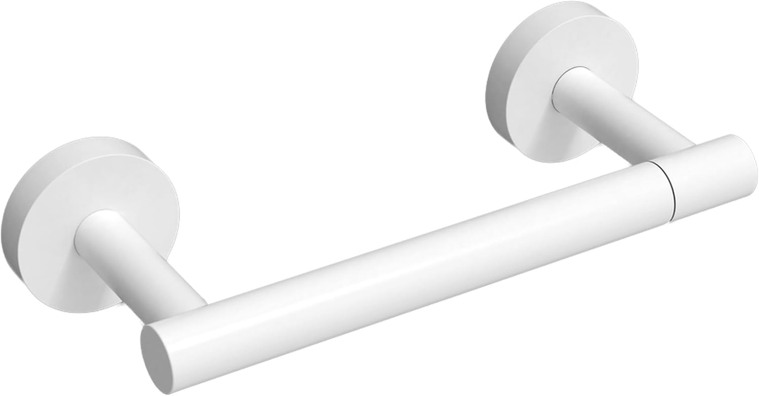 Dwukolumnowy, obrotowy uchwyt na papier toaletowy ze stali nierdzewnej, montowany na ścianie, biały