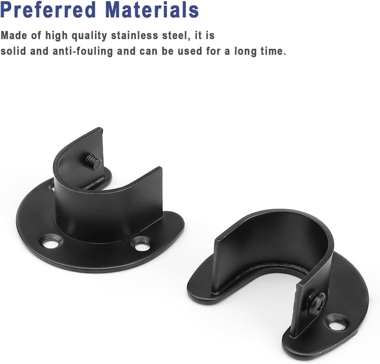 2 Supports De Tringle à Penderie En Acier Inoxydable - Barre Ronde 32mm, Robuste Et Facile à Installer (Argent