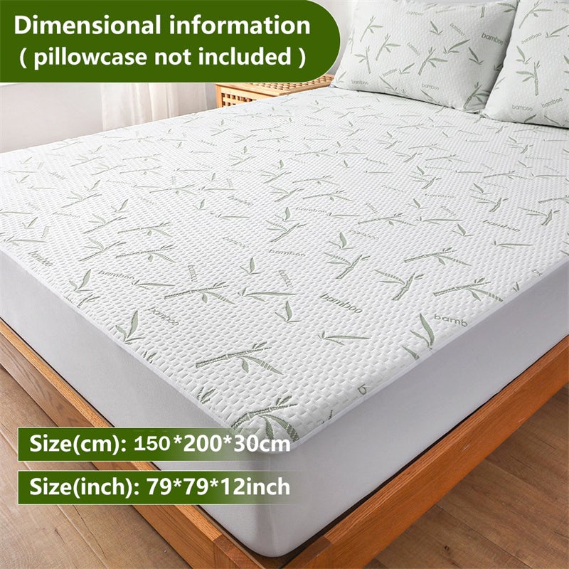 Protège-matelas rafraîchissant en fibre de bambou, ultra doux, confortable et respirant, 150 x 200 x 30 cm (taie d'oreiller non incluse) - 2