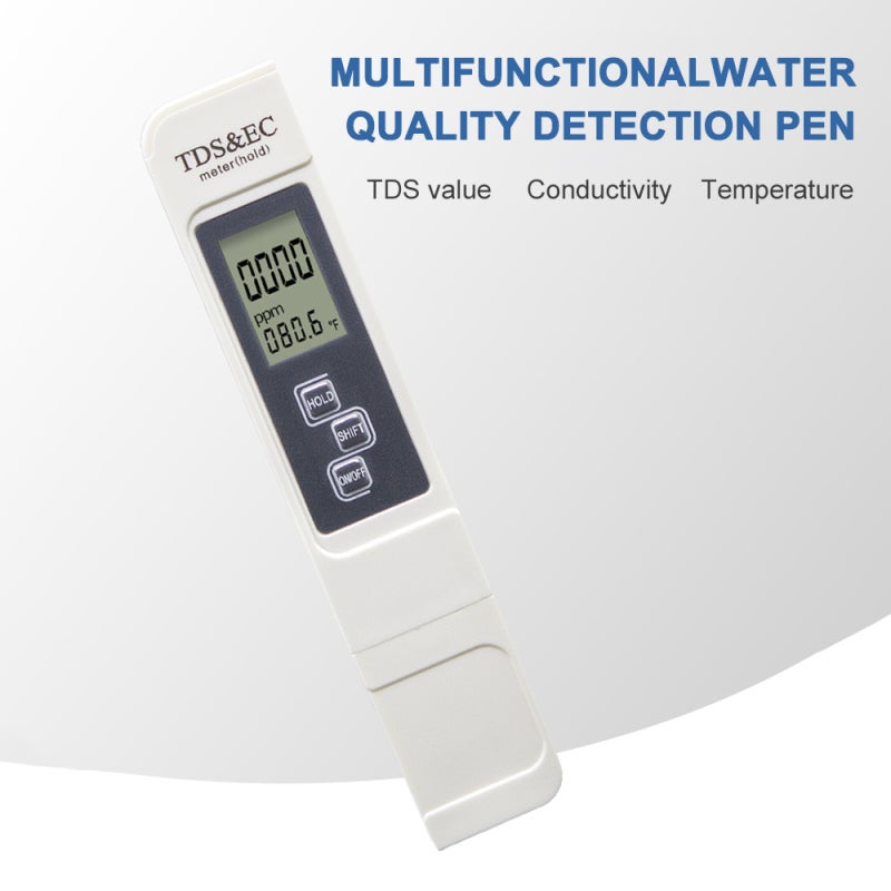 Testeur de qualité eau 3 en 1 TDS EC, affichage numérique température (eau potable, aquariums, piscines, spas) - 8