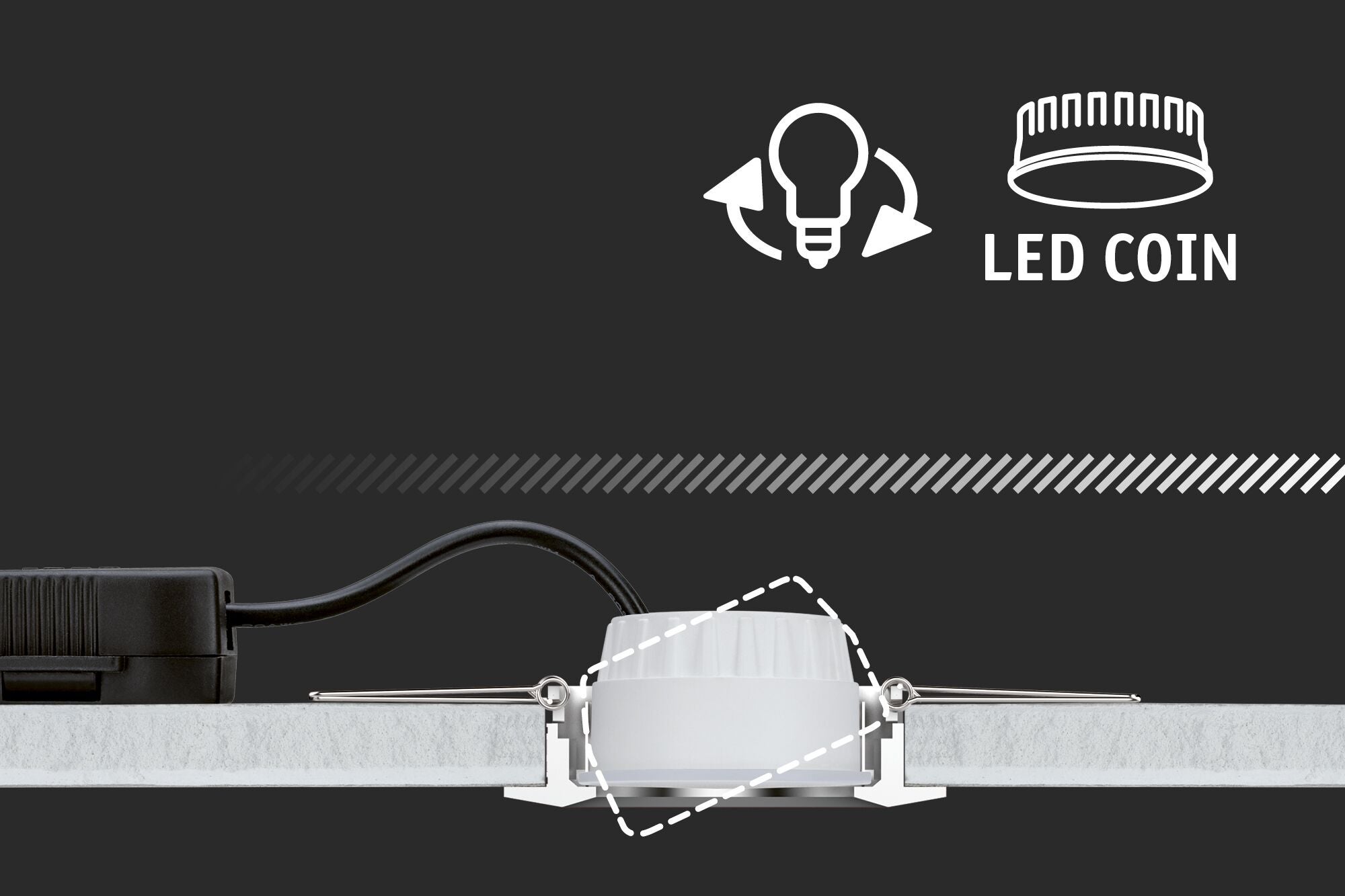 Spot encastré LED Nova Plus Coin Kit de base orientable IP65 rond 93 mm 30° Coin 3x6W 3x470lm 230V gradable 2700K Noir mat - 8