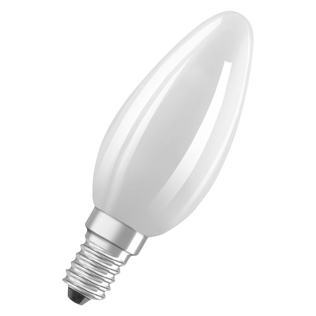 OSRAM Energy Class en forme de mini bougie classique, 2,2 W / 470 lm, EEK A, lumière blanc froid (4000 K), CRI 80, en verre dépoli sans plomb, culot