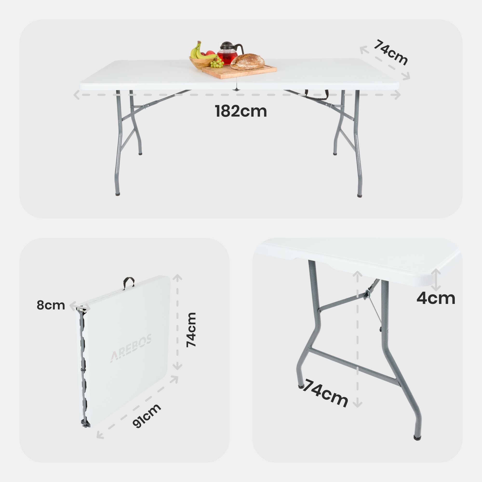 Set de Table et Bancs - 3-pièces Set de Table + 2 x Banc Set de Table de fête pour l'intérieur - l'extérieur Set de Table de bière Blanc - 9