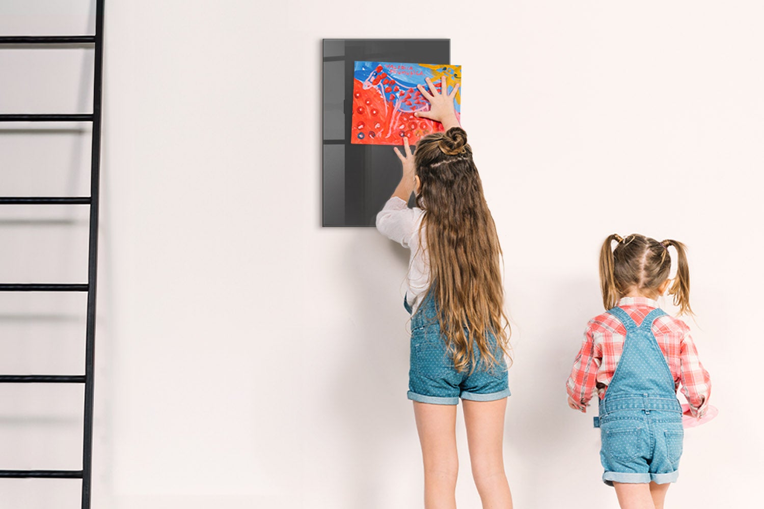 Tableau magnétique mural, Tulup - 40x60 cm - Couleur grise, 5 aimants, une éponge, un marqueur blanc - 3