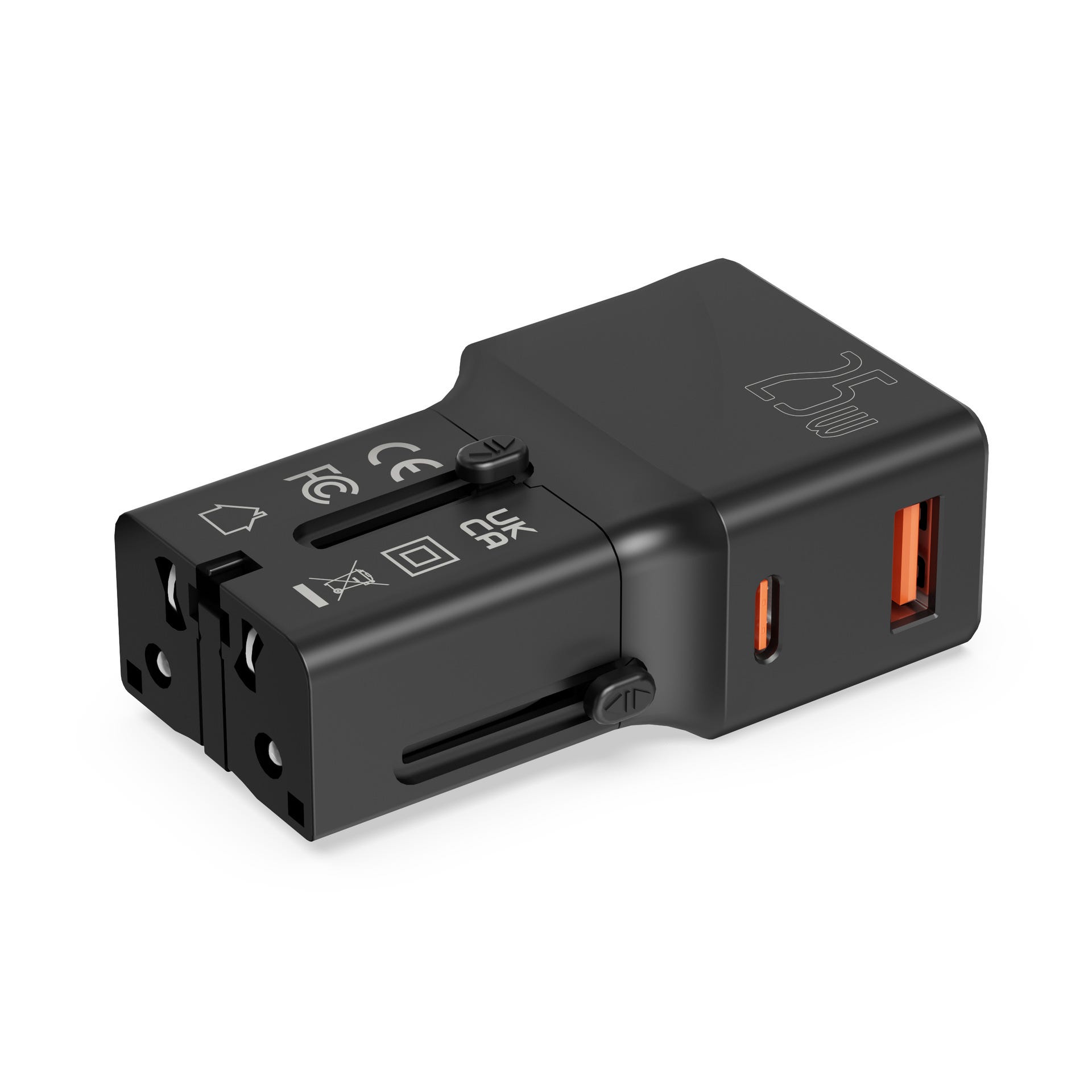 Adattatore Universale Da Viaggio Ultra Sottile 2026 – 2 USB-C PD 25W + 2 USB-A QC 18W, Spina UK/US/AU/EU - 2