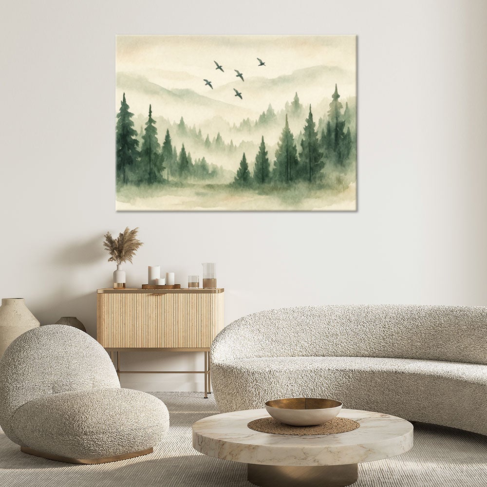Cercle mural - Peinture - Paysage - Arbres - Peinture à l'huile - Water