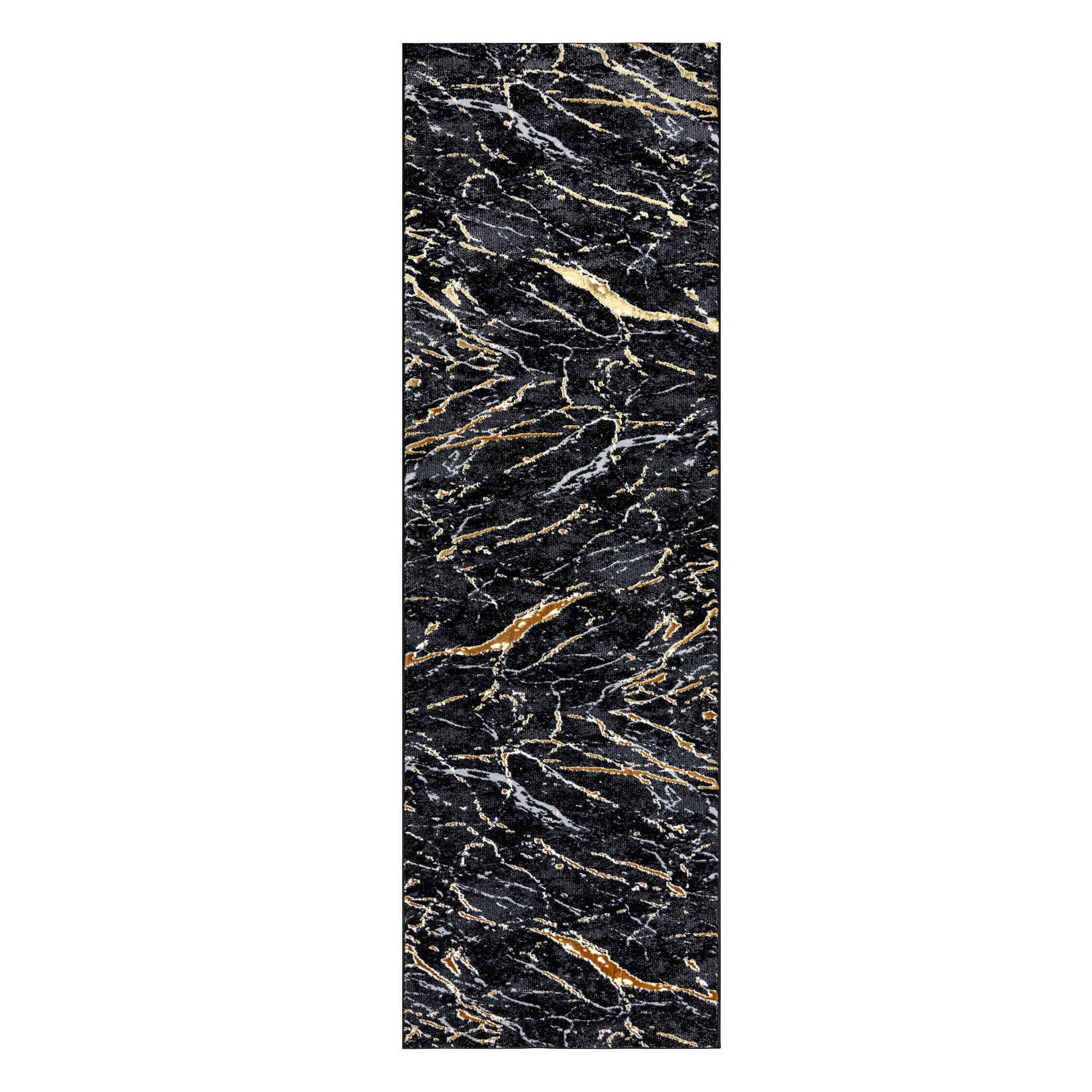 Dywan, chodnik ALLURE 1963 Marmur - Strukturalny, stylowy, glamour czarny / złoty 60x250 cm