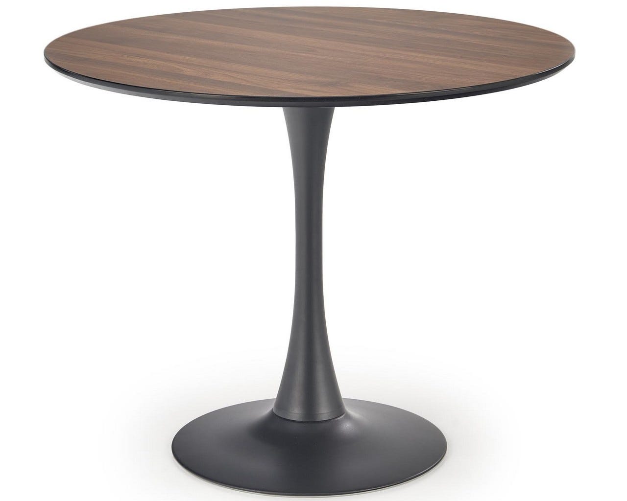 Table ronde 90 cm aspect noyer avec pied central noir Sirocco | Leroy ...