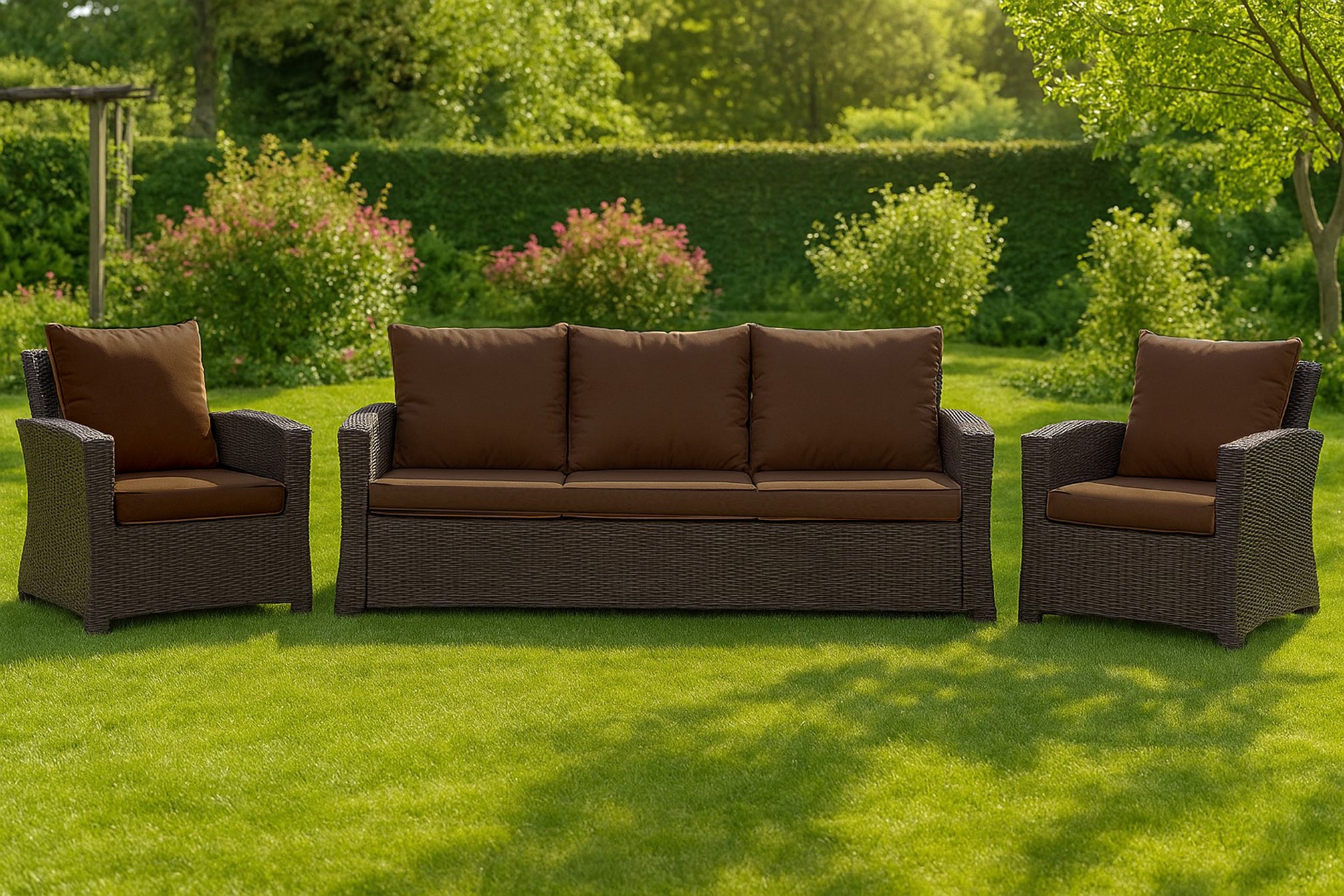 Poduszka ogrodowa na sofę rattanową 110x60x50cm poduszka na meble rattanowe brązowa, poduszka na balkon taras, poduszki na meble ogrodowe - 5