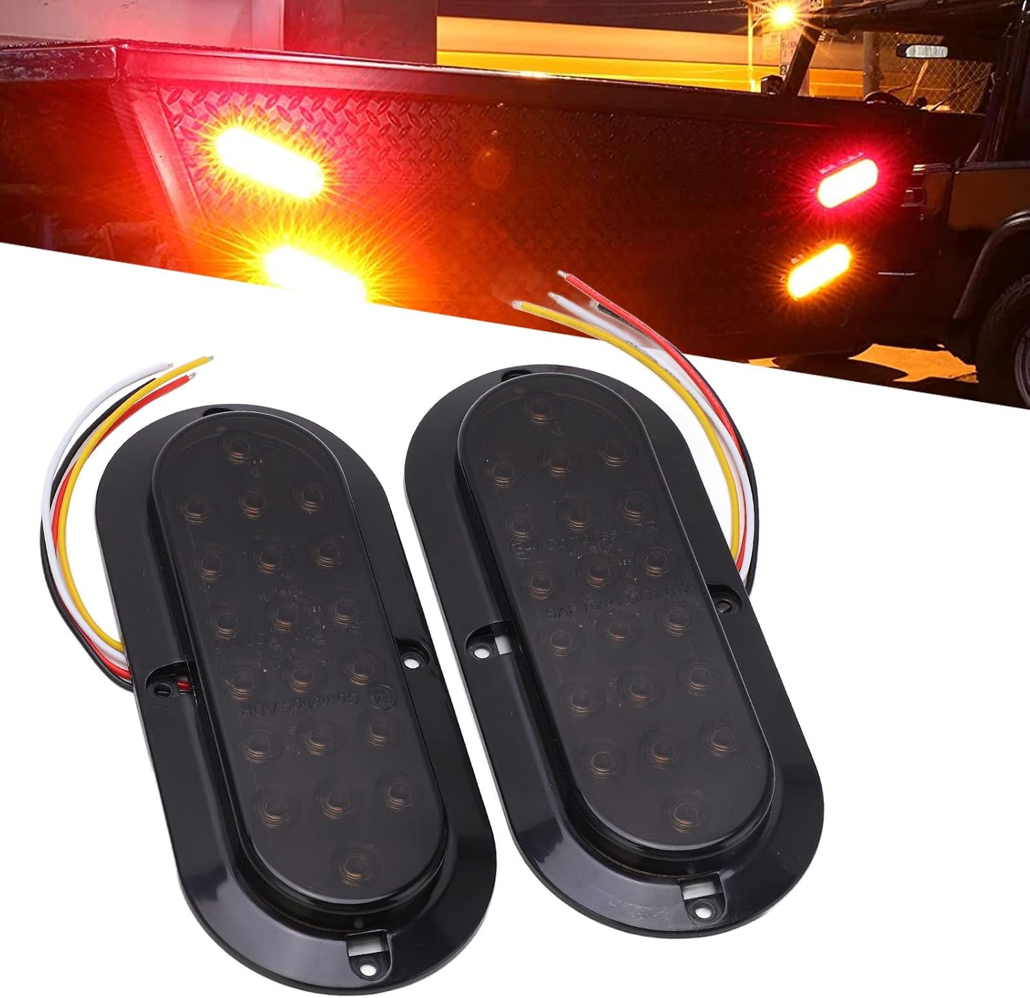 Zestaw 4 Profesjonalnych Lamp do Przyczepy 12 V, Zestaw Tylnych Świateł LED do Przyczep, Samochodów, Furgonetek, Ciężarówek (19*8.3*1.6cm)