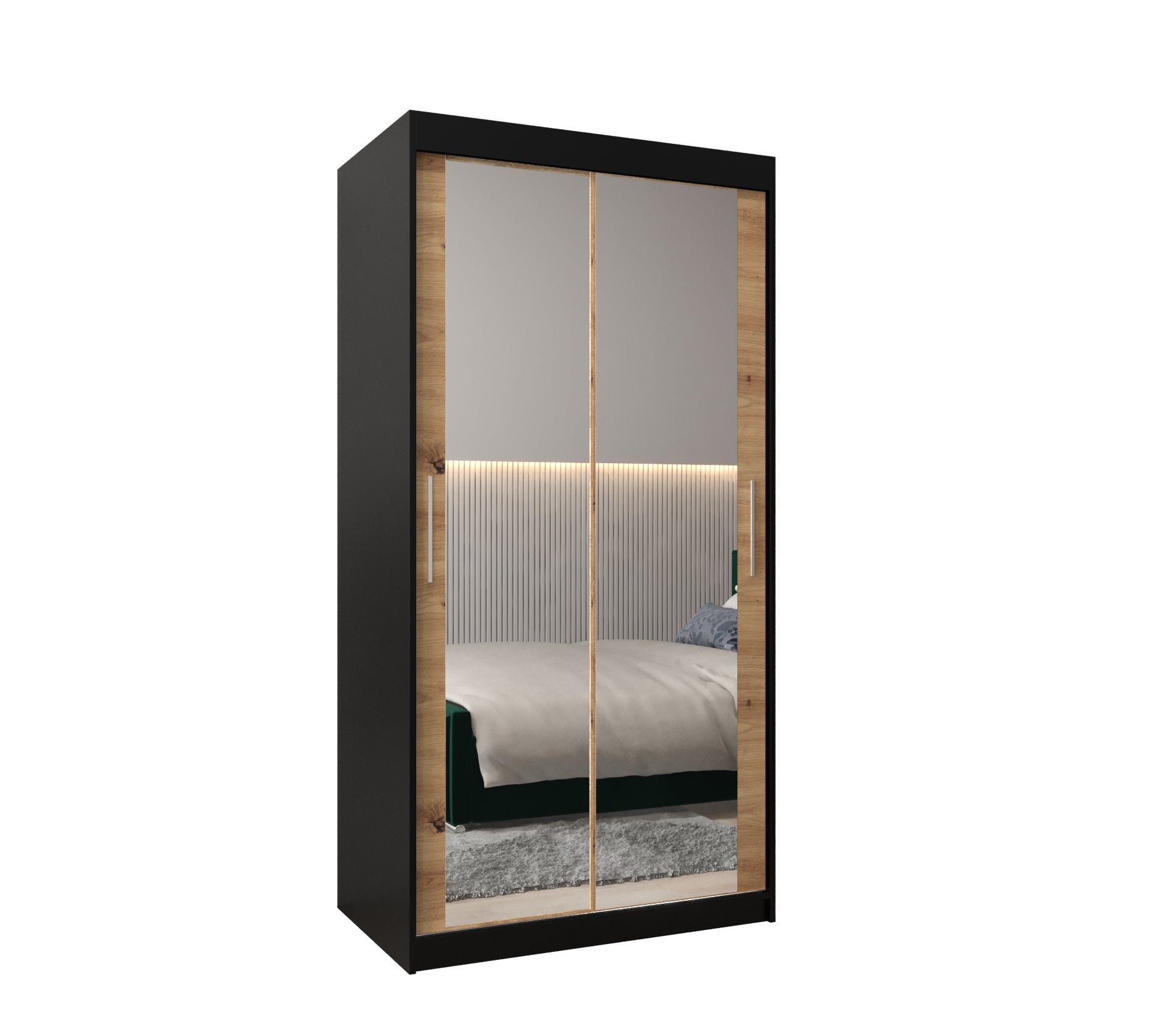 Szafa przesuwna garderoba TOKYO 3 100 x 62 x 200 cm Czarny + Artisan - Abiks Meble