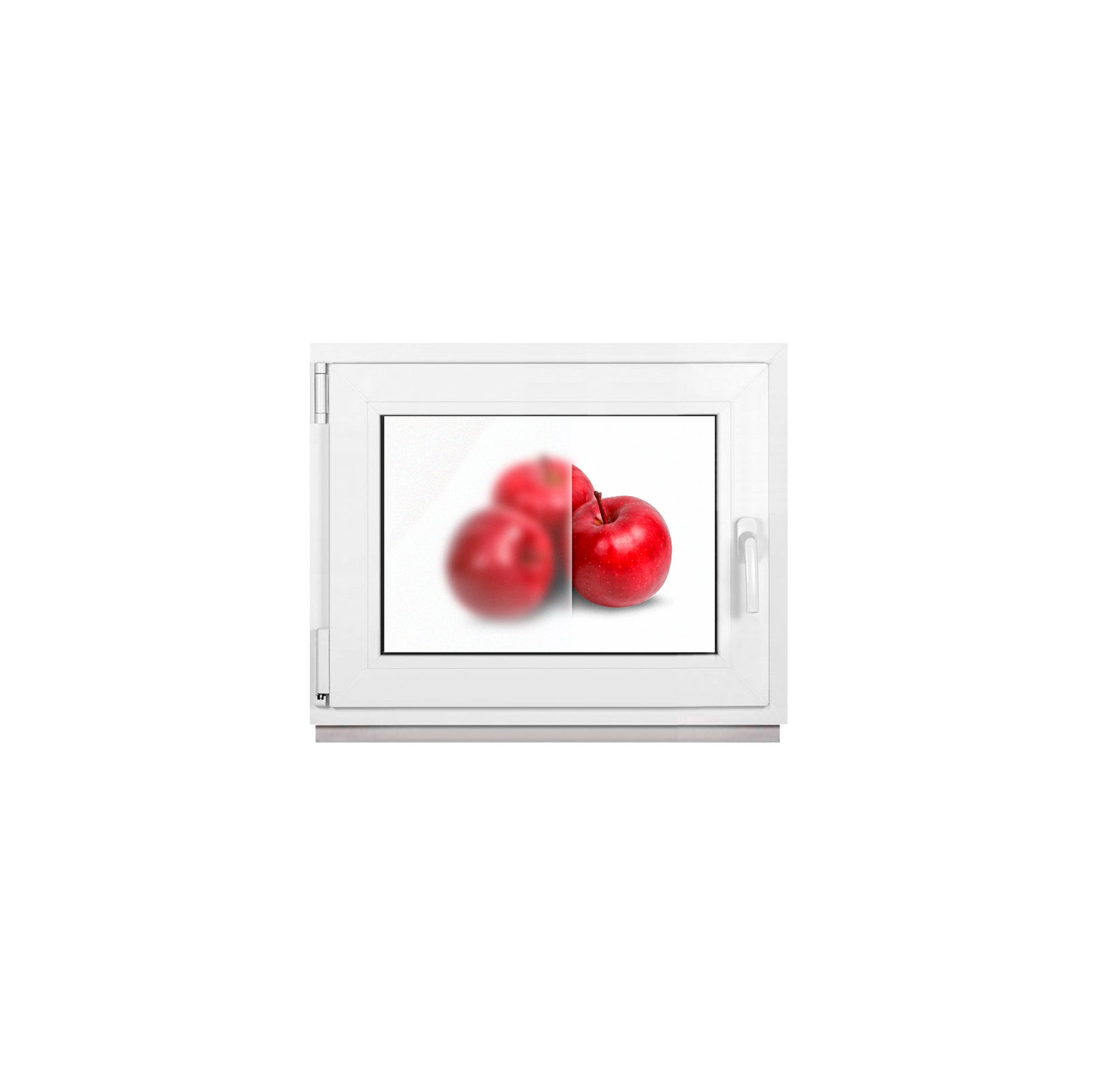 Ventana pvc blanca 55 x 110 cm (550 x 1100 mm), para sótano, triple acristalamiento, oscilobatiente, apertura a la izquierda