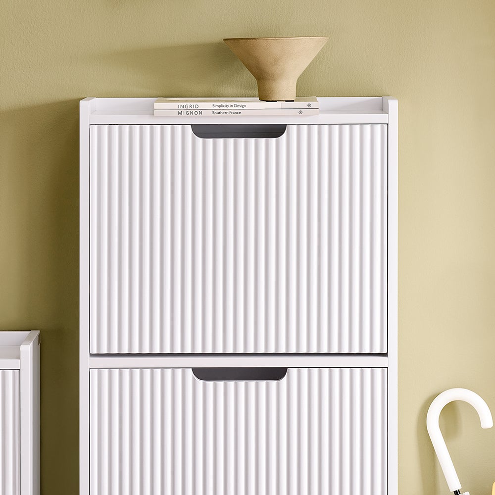 SoBuy FSR177-H-W Meuble à Chaussures Armoire à Chaussures, 3 Portes abattantes, Meuble d'Entrée, Blanc - 4