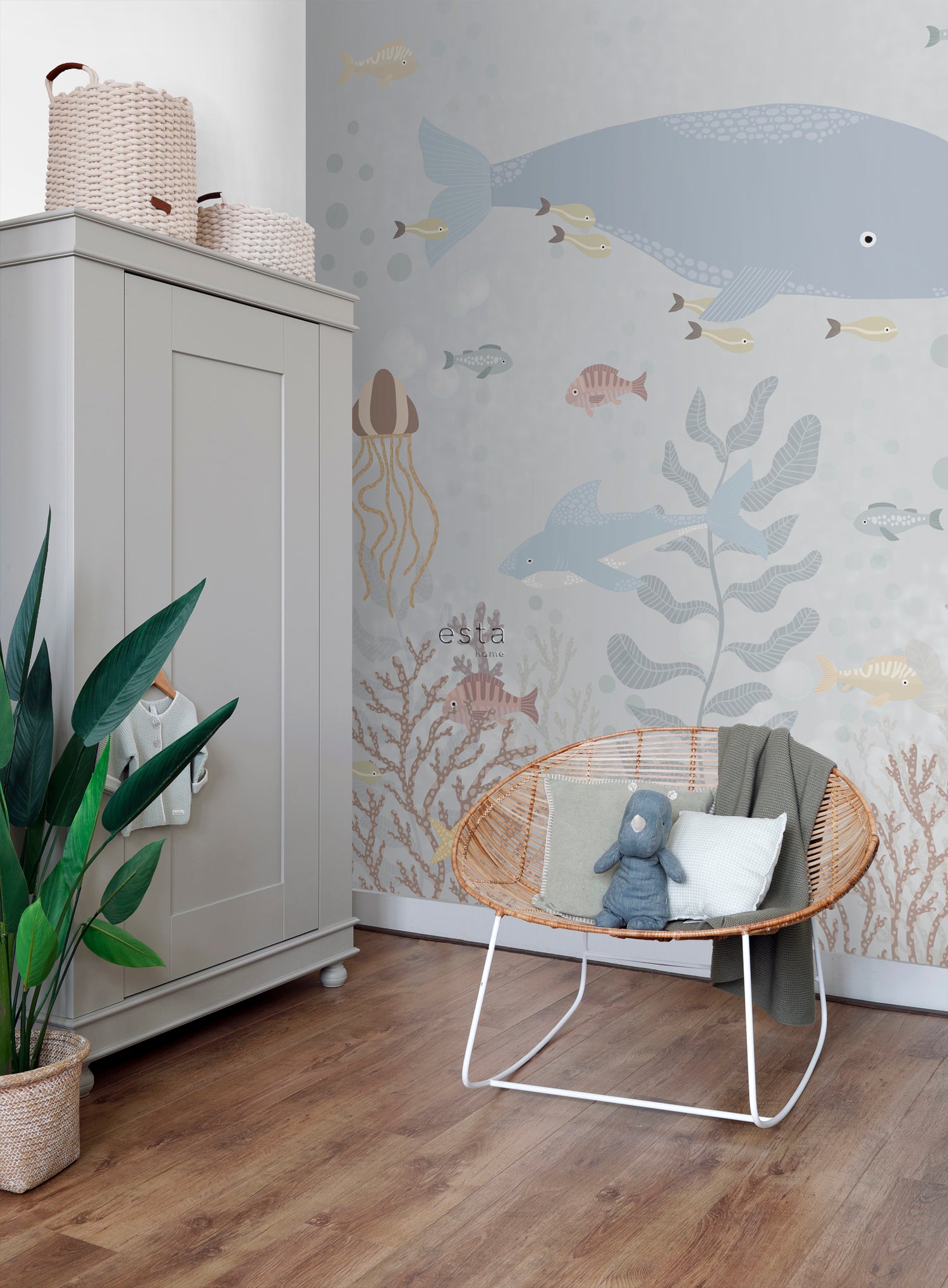 Fototapeta podwodny świat szaro-niebieskim - 250 x 279 cm - ESTAHOME - 4