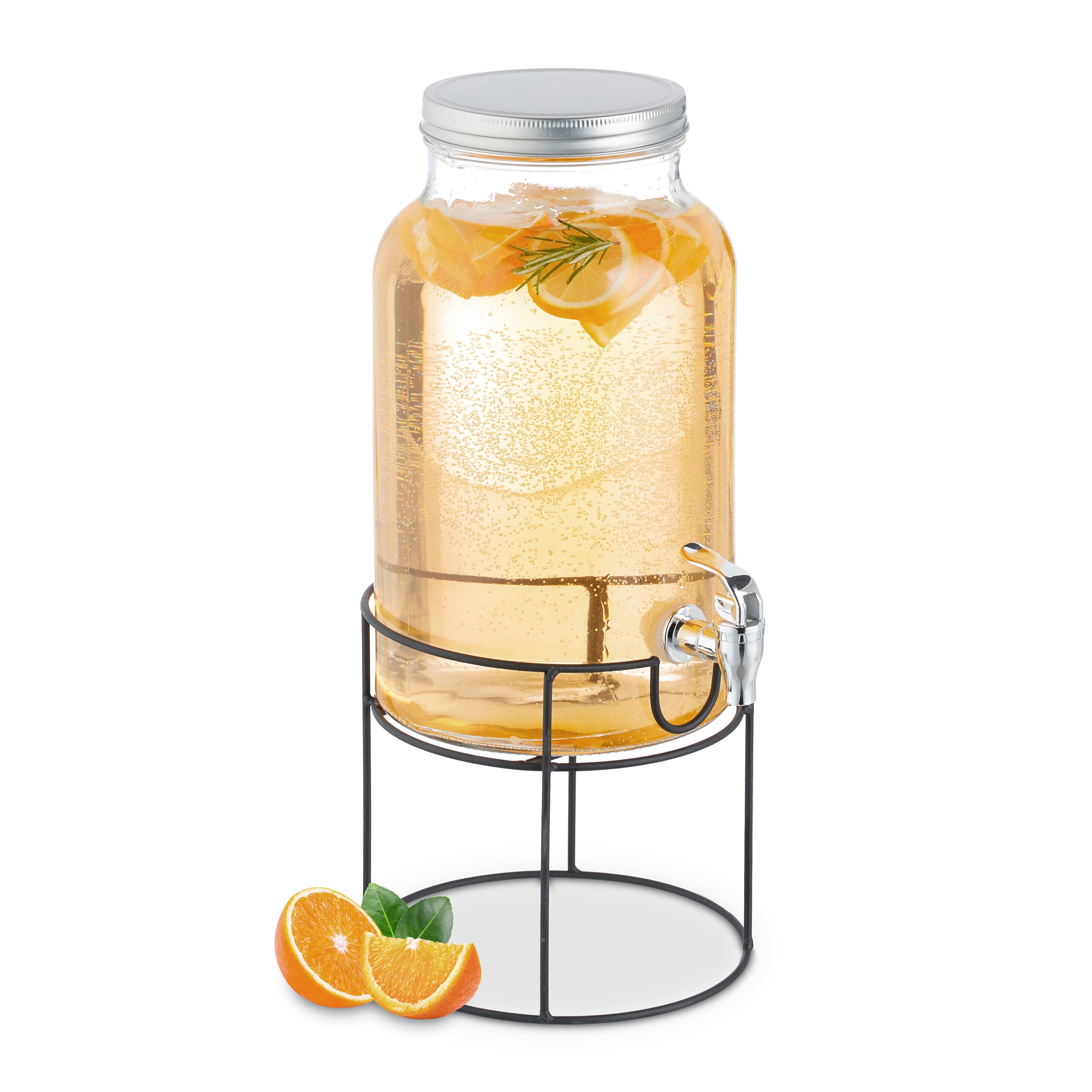 Dispensador De Bebidas Relaxdays 4.8 L - Con Grifo, Tapa, Transparente/blanco, Ideal Para Nevera O Exteriores