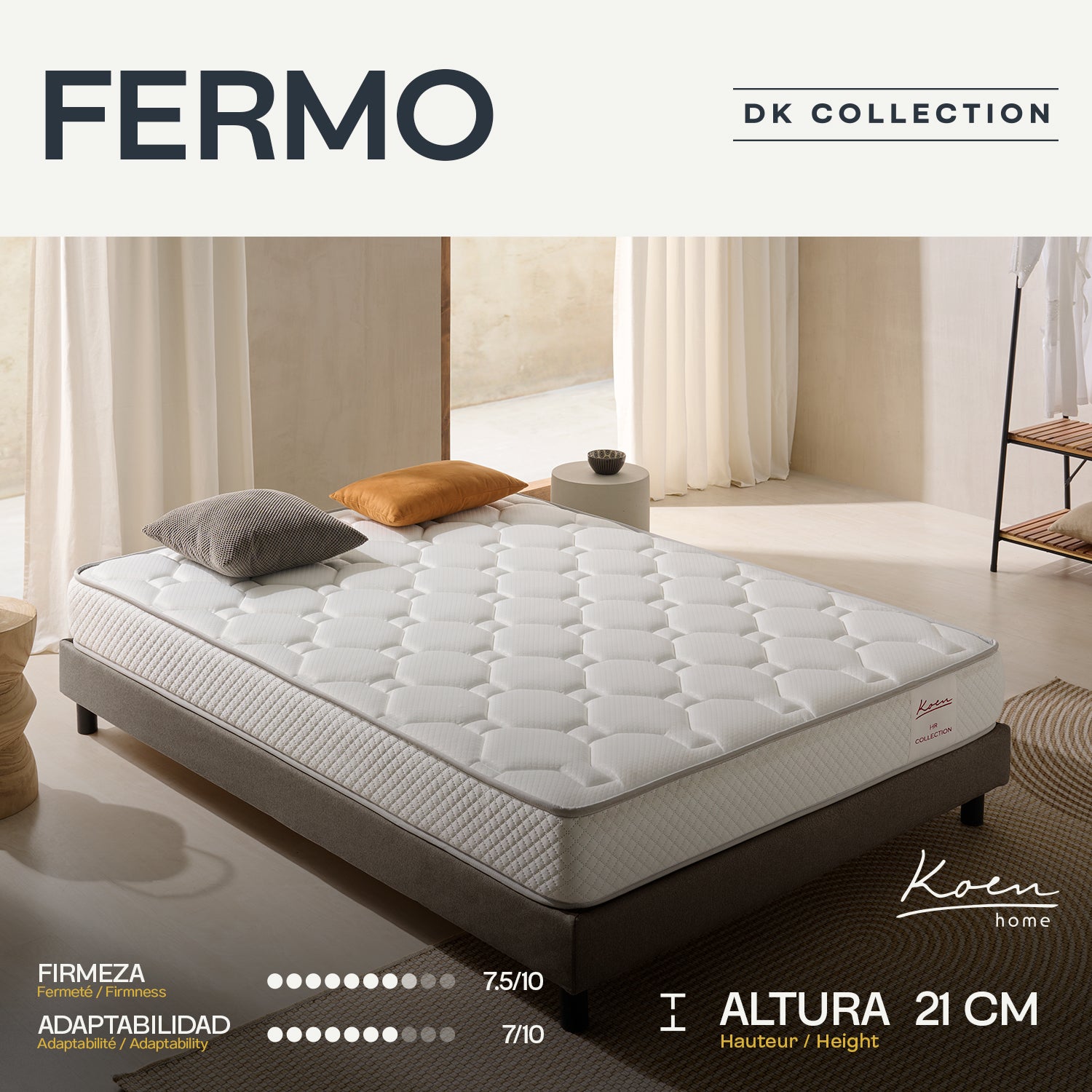 Matelas à mémoire de forme 90x190 cm Fermo - Épaisseur +/- 21 cm - Ferme/Mi-Ferme - Double face, conçue pour l'hiver/l'été - Grande durabilité - 5