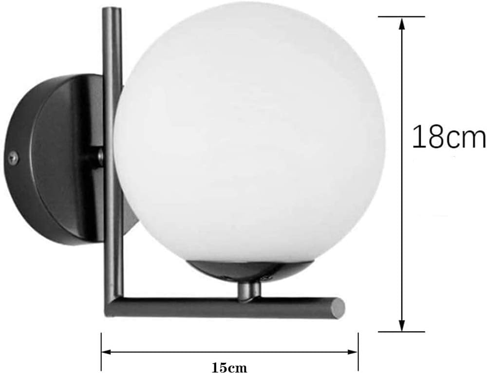 Kinkiet LED, biały klosz w kształcie kuli, metalowy kinkiet, lampa ścienna do wnętrz, do sypialni i przedpokoju. - 7