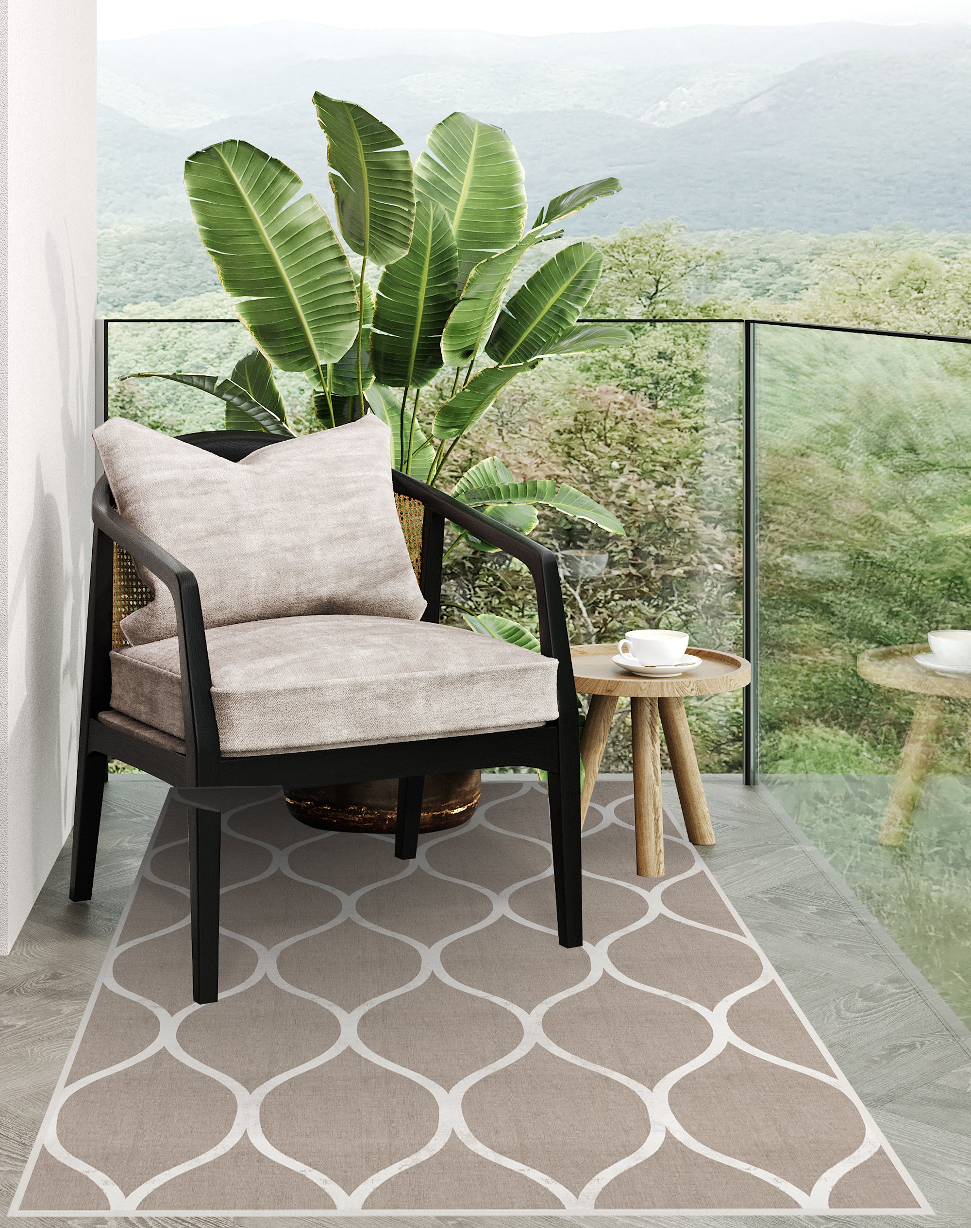 Tapis PVC intérieur/extérieur Celosía Natural 66x150 cm - PVC imprimé, lavable, ignifuge, pour le salon et la cuisine - 3