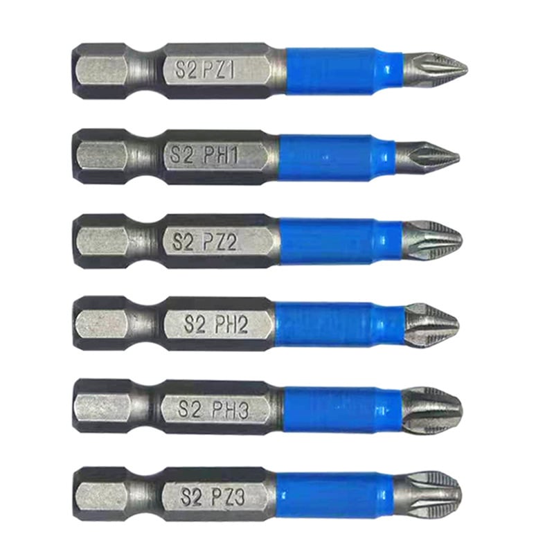 Zestaw 6 magnetycznych bitów do wkrętaków krzyżakowych, antypoślizgowych, do wiertarek ręcznych, narzędzi, wkrętaków i akcesoriów
