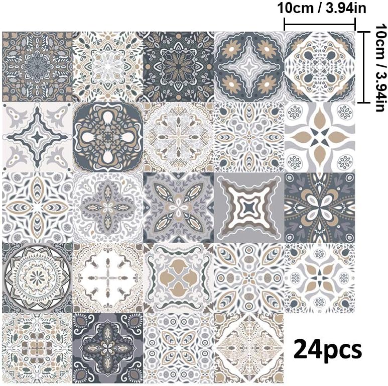 24 szt. naklejek na płytki ścienne – samoprzylepne naklejki do kuchni, salonu, łazienki i wystroju wnętrz (10 * 10 cm) - 2