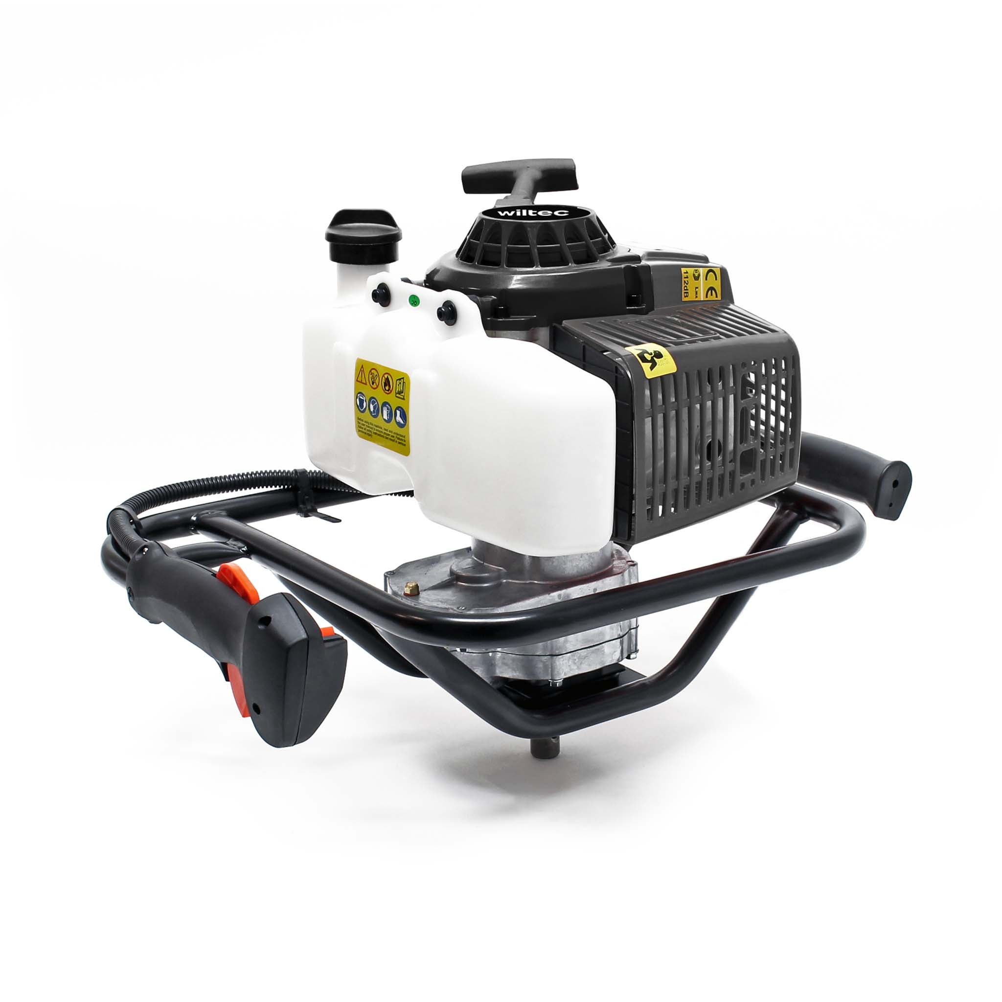 Tarière Thermique WilTec 2 Temps 3CV - Foreuse Sol Puissante Pour Jardin, Clôture Et Chantier - 250 Mm De Vis Sans Fin Incluse