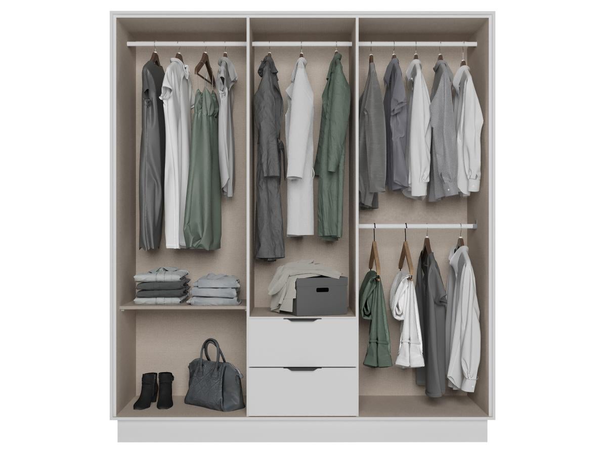 Armoire 6 portes et 2 tiroirs - L162 cm - Blanc - FEOVA - 8