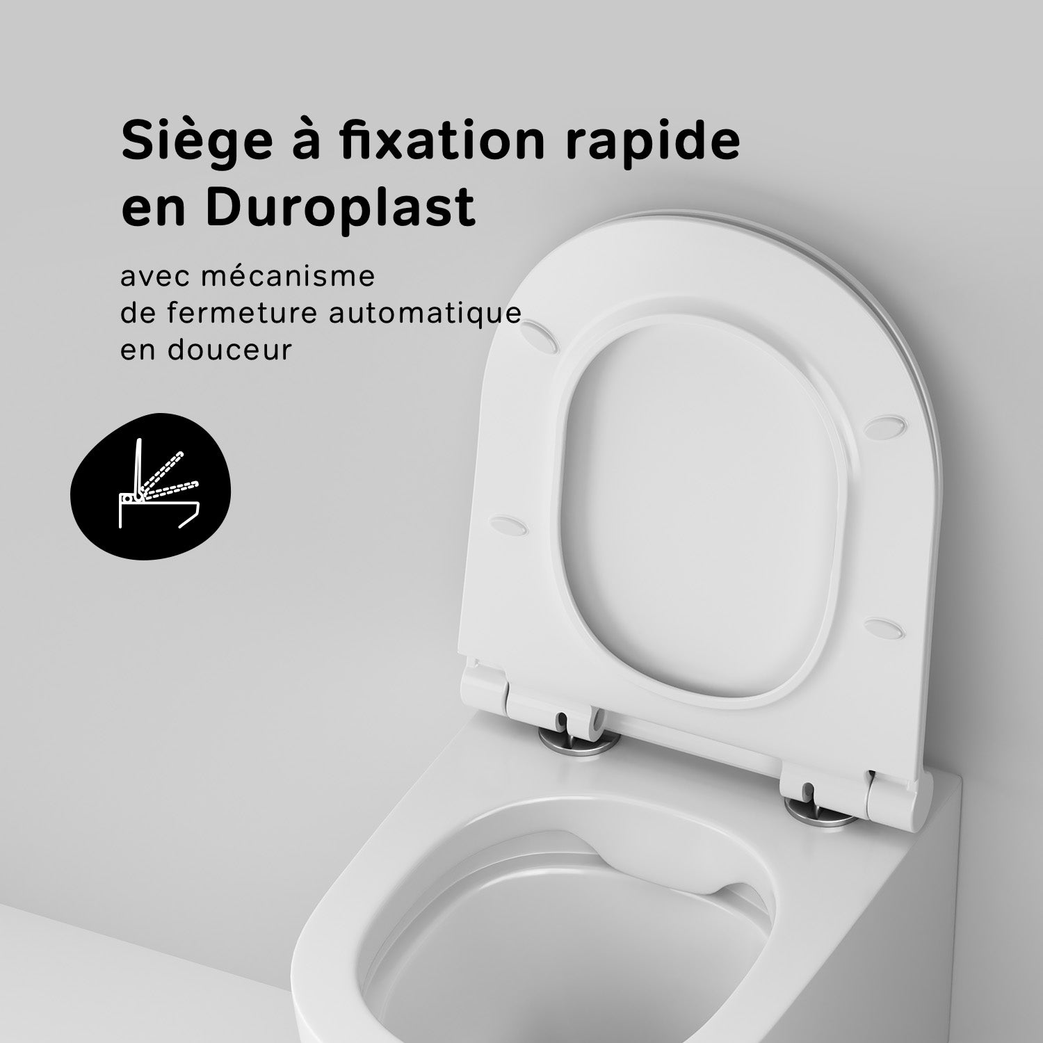 Pack WC suspendu bâti mural et cuvette Plaque Carrée Blanche, Pack WC Bati-support AM.PM X-Joy S - 11