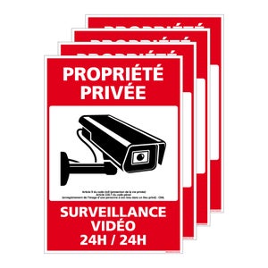 Autocollant Video Surveillance Lot De 2 Panneau Propriété Privée Avec