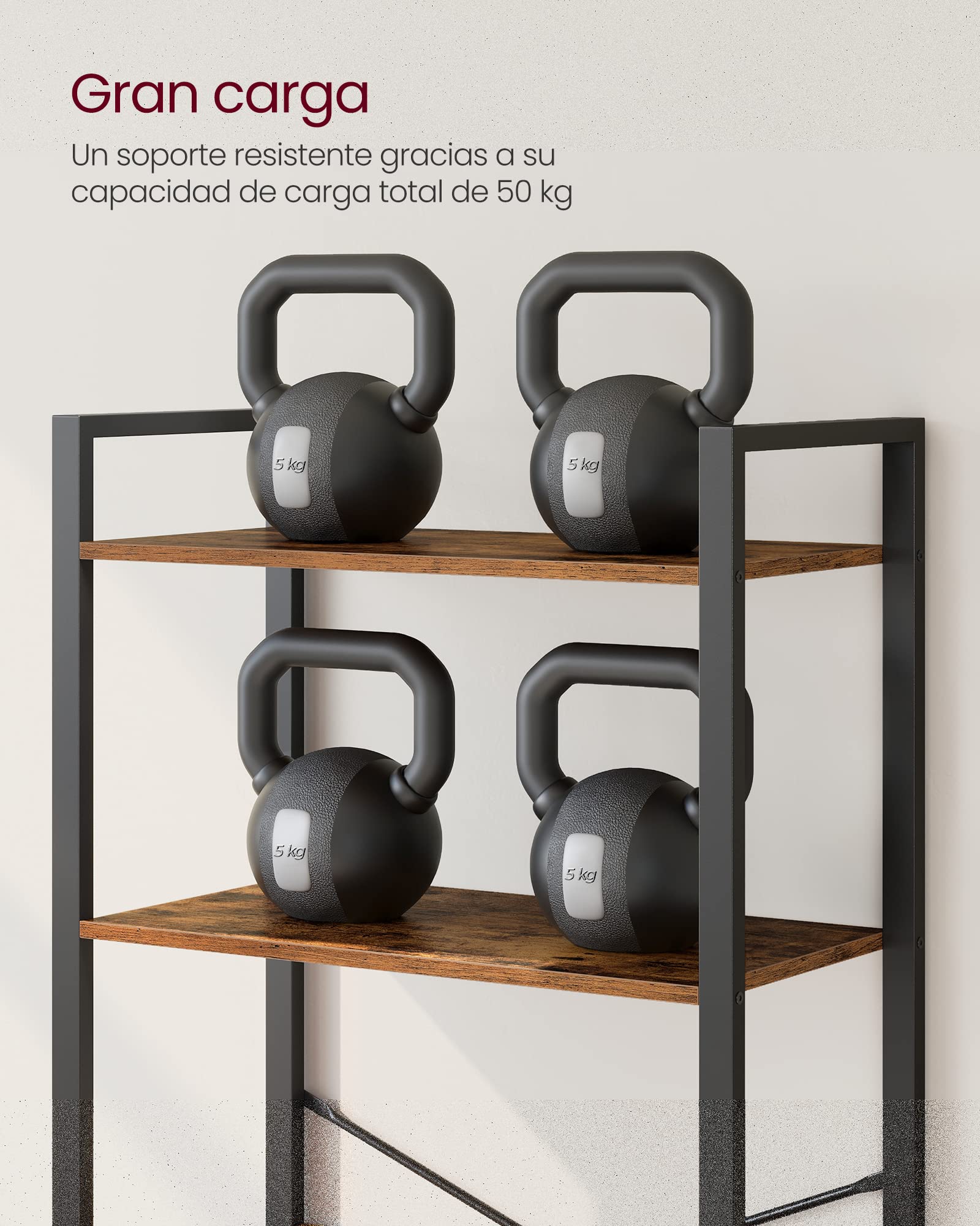 VASAGLE Étagère à 5 Niveaux, Bibliothèque avec Structure en Acier, pour Salon, Bureau, entrée, Style Industriel, Marron Rustique et Noir - 6