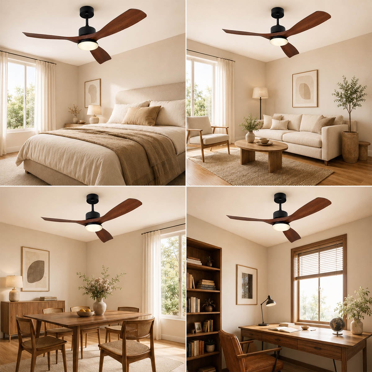 Ventilateur de plafond LED avec lumière 132 cm, 3000K-6500K réglable, pales effet bois, silencieux, télécommande/app, 6 vitesses salon - 8