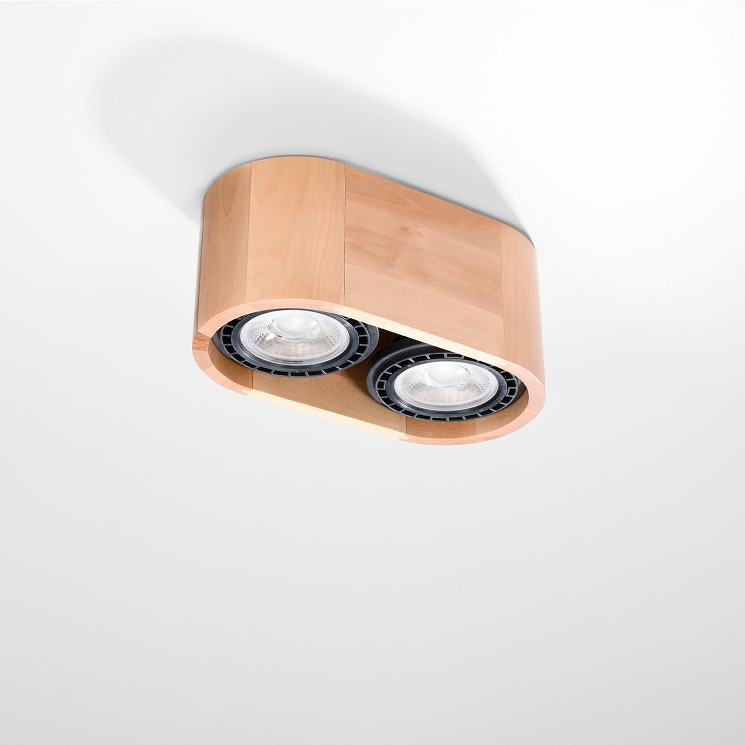 Lampa sufitowa wisząca Basic naturalne drewno 2xGU10x10W wym: 10 x 14 x 27 cm metal Sollux Lighting
