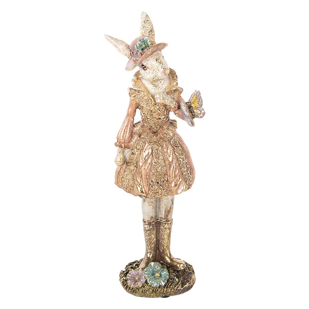 Clayre & Eef figurine lapin 30 cm polyrésine blanche décoration de
