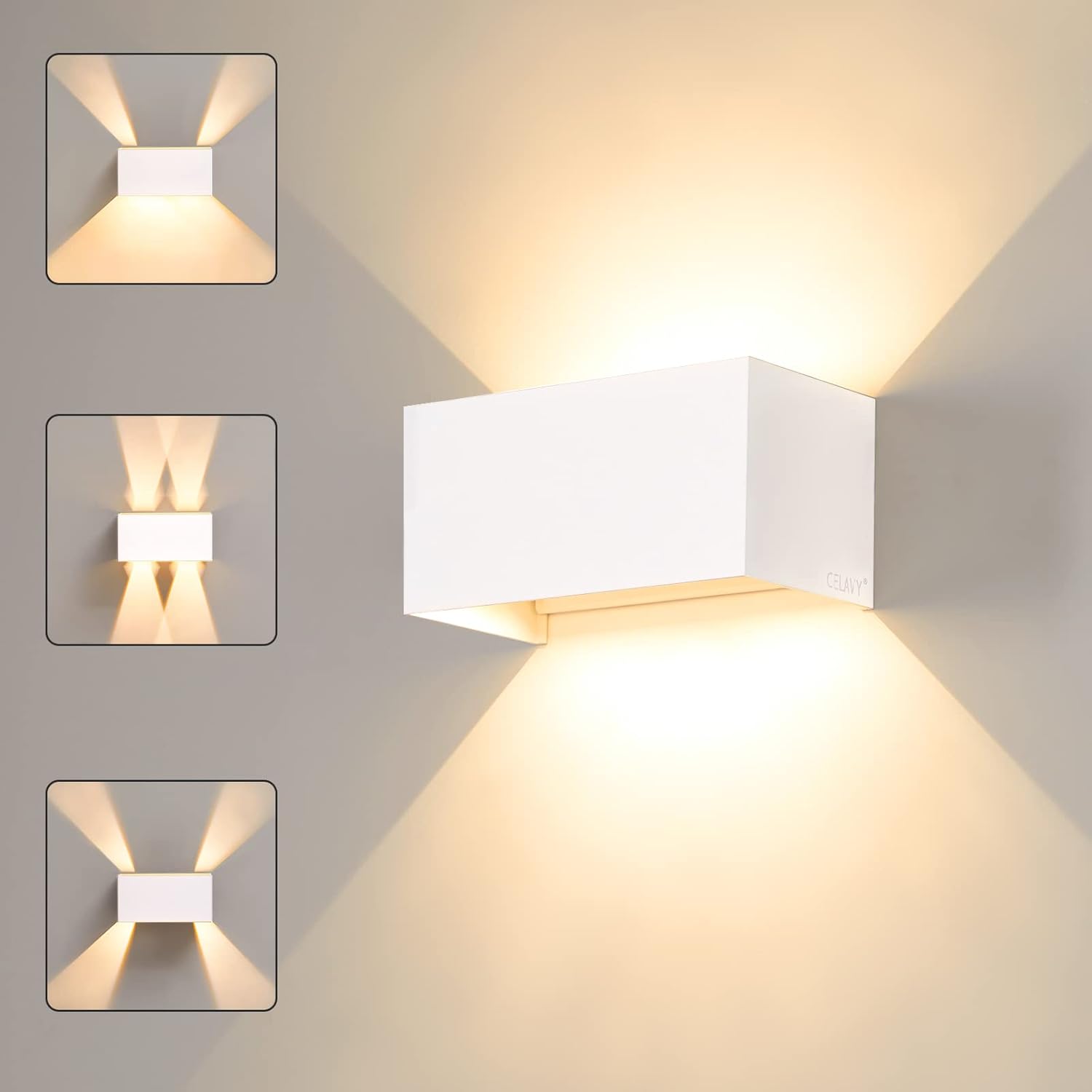 24W LED Kinkiet Wewnętrzny Zewnętrzny, Regulowany Kąt Wiązki, Wodoodporny, Opakowanie 1, Biały