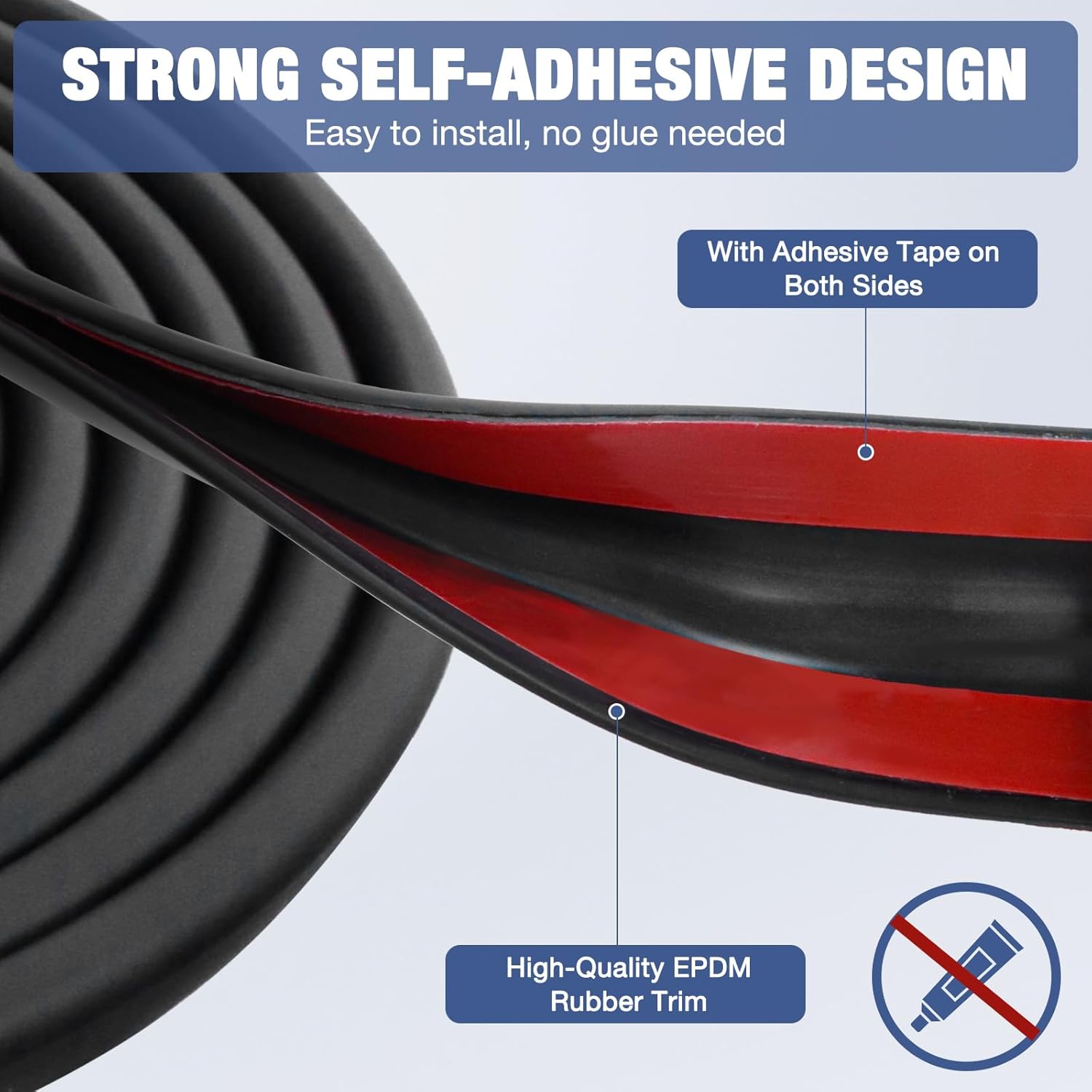 Junta de goma en forma de U para protección de bordes de chapa de EPDM, junta adhesiva negra para puerta de coche, protección de metal y vidrio (3 m, - 2