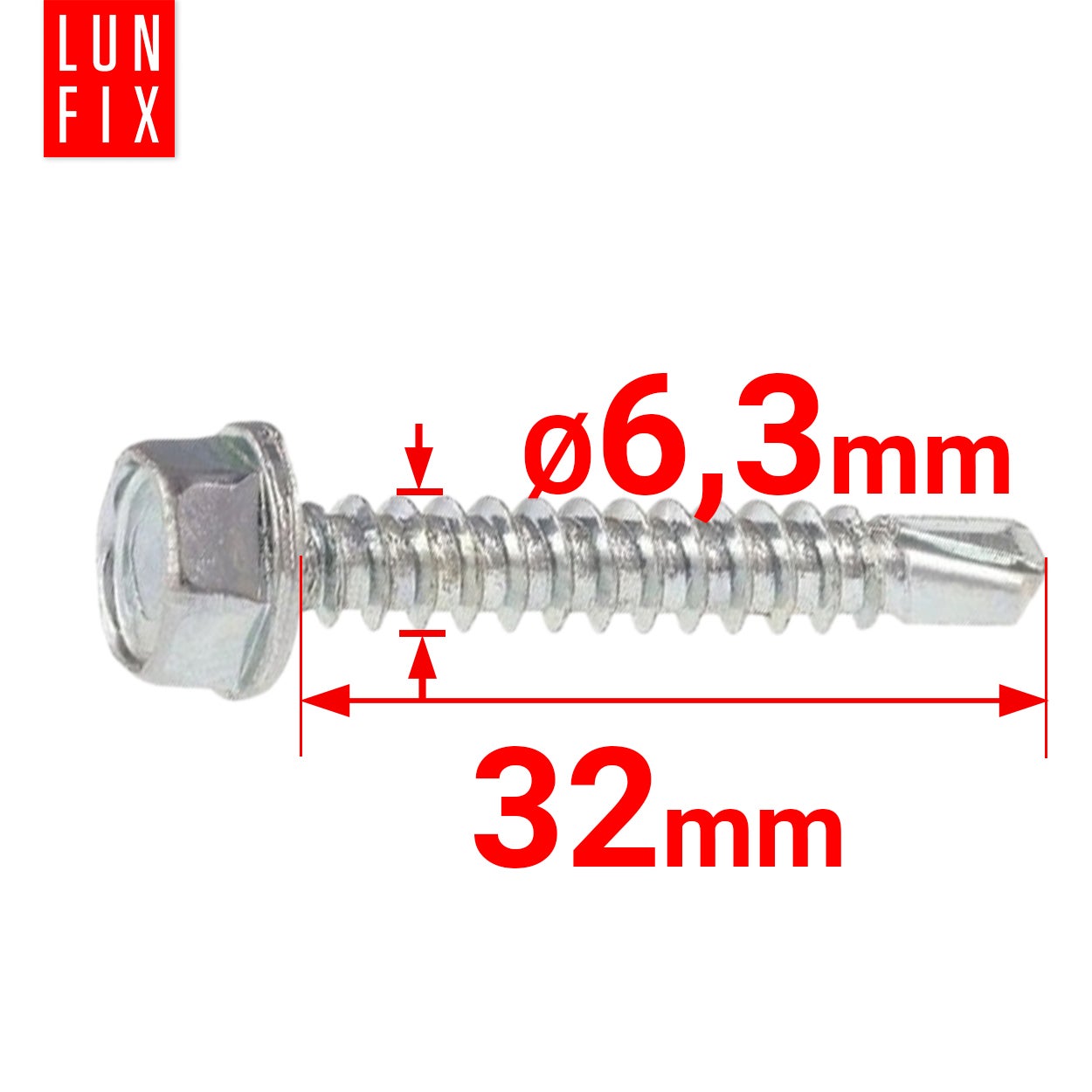 Wkręty do metalu samowiercące z łbem na klucz 6,3x32mm 50szt. - 2