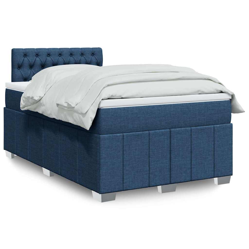 Sommier à lattes de lit avec matelas Bleu 120x200 cm Tissu — COMFORTXL - 2