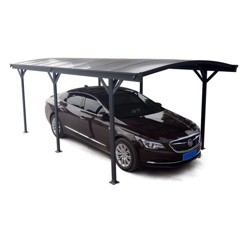 Carport Autoportant Aluminium Et Polycarbonate 3x5,76 M - 17,28 M² - Gris Anthracite - Kit D'ancrage Inclus - 3