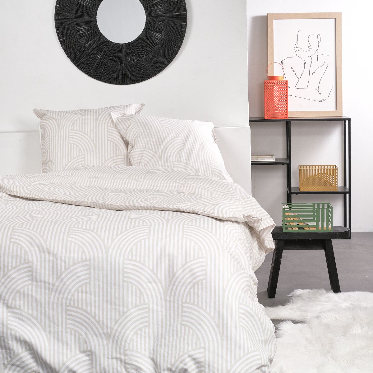 Parure de lit imprimé Graphique coton SUNSHINE SOFIA