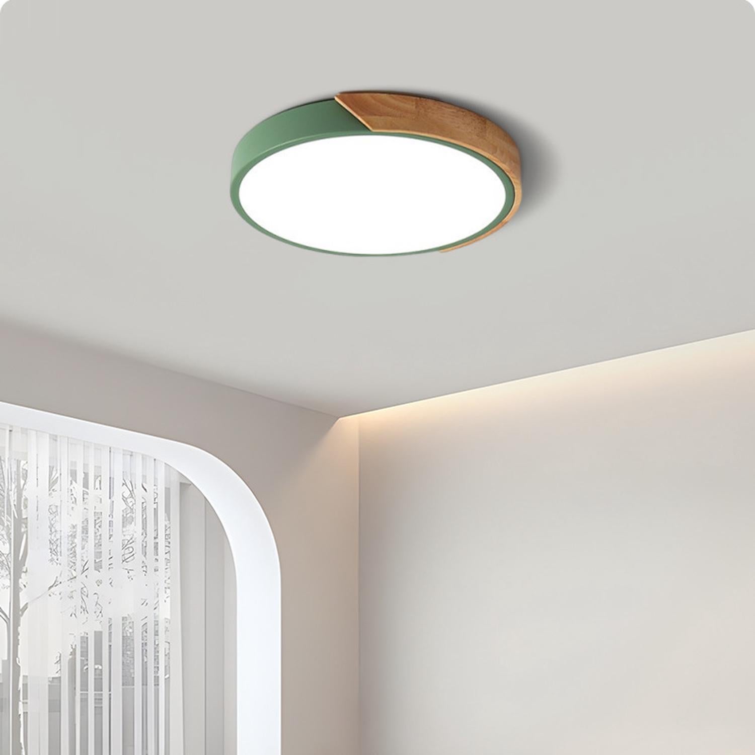 Plafonnier LED Bois, Dimmable Lampes de Plafond rond intérieur avec ...