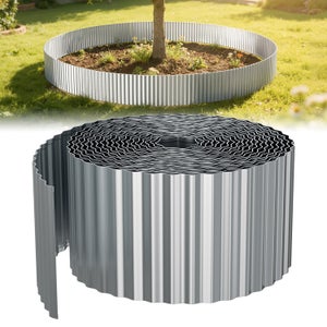 UISEBRT 35m Bordo per prato in metallo zincato 100x18cm Nero