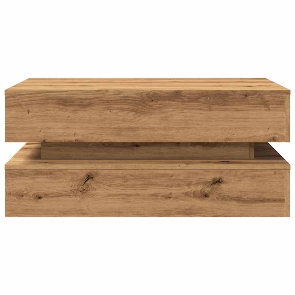Maison Exclusive - Table basse avec lumières LED chêne artisanal 90x50x40 cm - 7