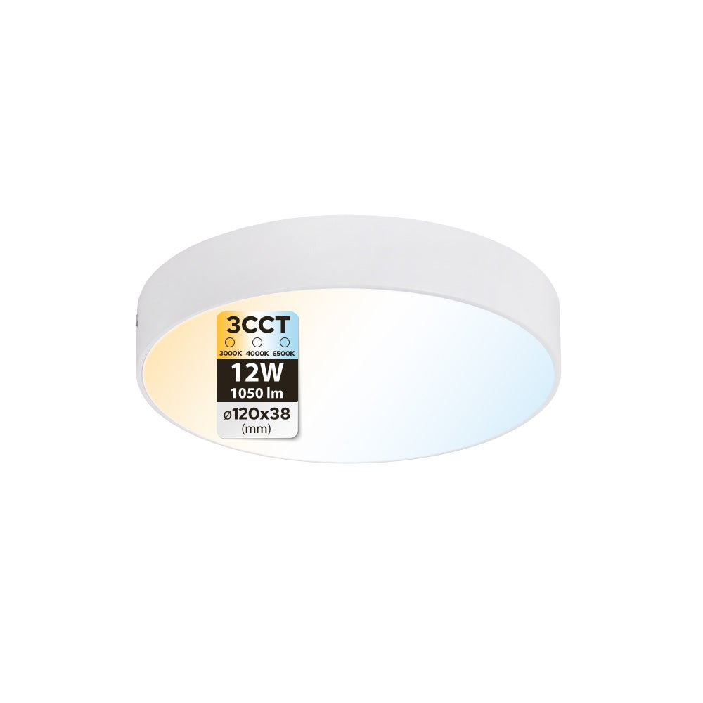 Plafon LED 12W 1050lm 3CCT 12cm IP20 okrągły biały CATALINA HOROZ.
