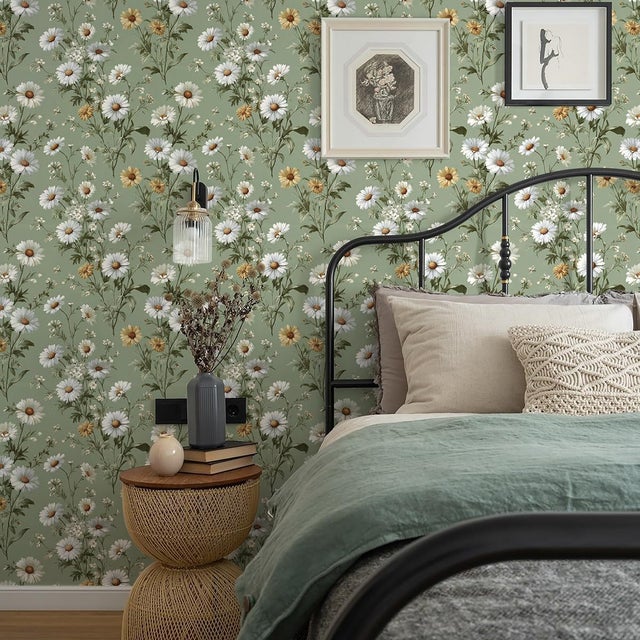 Papel pintado autoadhesivo con estampado floral, 43 cm x 150 cm, papel pintado impermeable, adhesivo decorativo para muebles.
