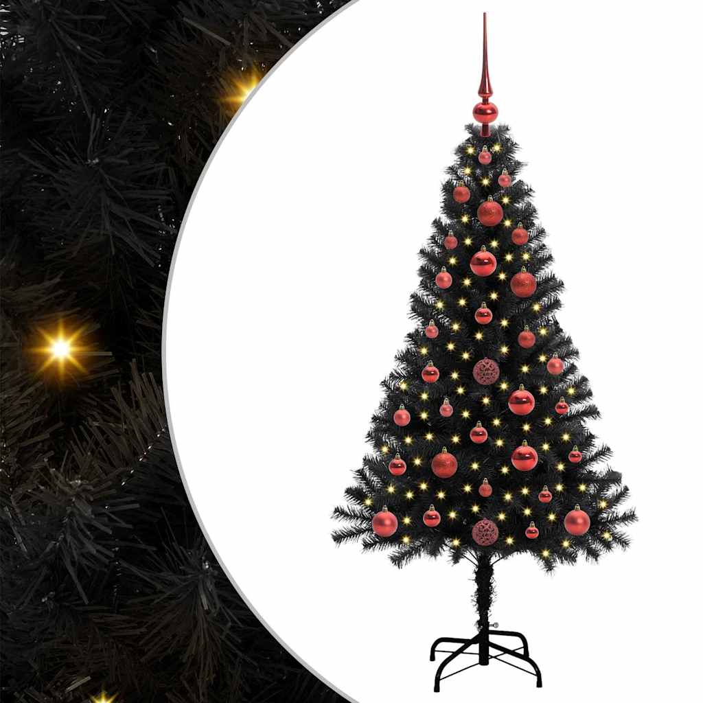 Choinka z 150 diodami LED z podstawą Czarny 120 cm PVC