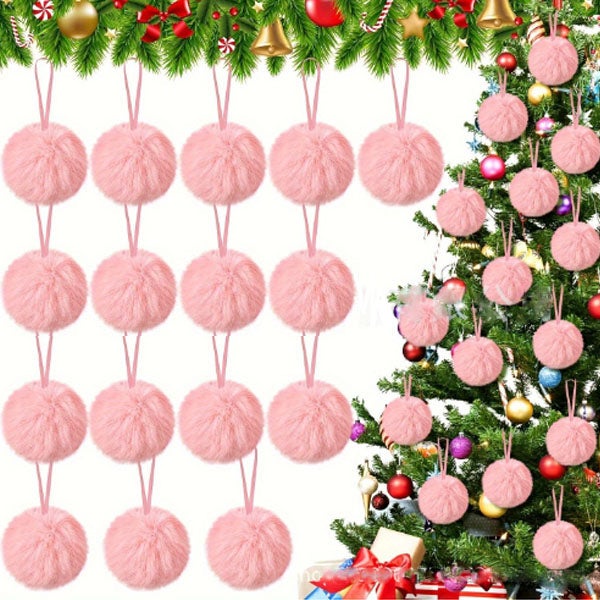 10 Petites Boules De Noël Vintage En Verre Rose, Années 50